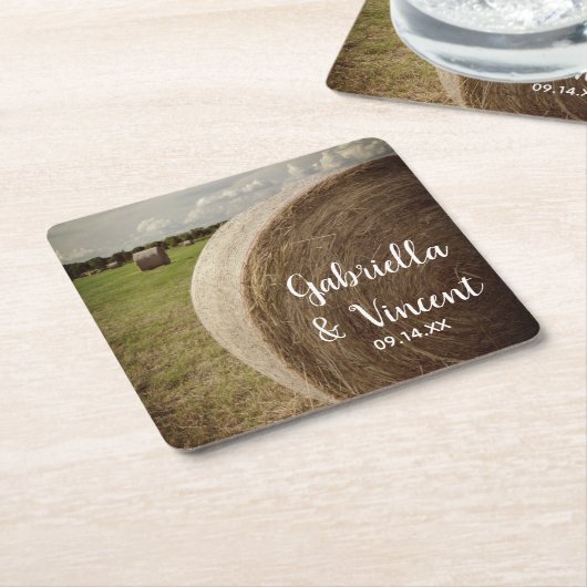Rustic Hay Bales Ranch Wedding Rechteckiger Pappuntersetzer (angewinkelt)