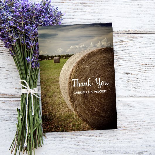 Rustic Hay Bales Ranch Wedding Vielen Dank Dankeskarte