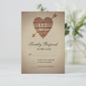 Rustic Heart Arrow Country Wedding RSVP Cards Karte (Stehend Vorderseite)