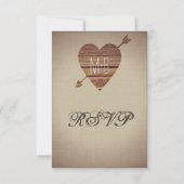Rustic Heart Arrow Country Wedding RSVP Cards Karte (Rückseite)