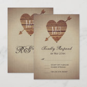 Rustic Heart Arrow Country Wedding RSVP Cards Karte (Vorne/Hinten)
