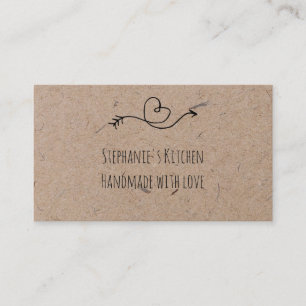 Rustic Heart Falsches Kraftpapier Handgefertigt mi Visitenkarte