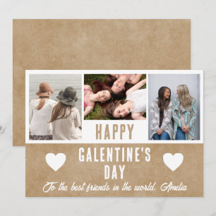 Rustic Heart Galentine's Day Freunde 3 Foto Feiertagskarte