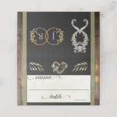 Rustic Heart & Monogram - Salbei Platzkarte (Außenseite Aufgefaltet)