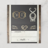 Rustic Heart & Monogramm - Creme Platzkarte (Außenseite Aufgefaltet)