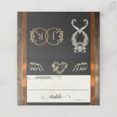 Rustic Heart & Monogramm - Kupfer Platzkarte (Außenseite Aufgefaltet)