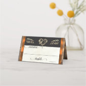 Rustic Heart & Monogramm - Kupfer Platzkarte (Vorderseite)
