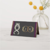Rustic Heart & Monogramm - Pflaume Platzkarte (Rückseite)
