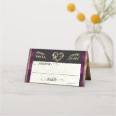 Rustic Heart & Monogramm - Pflaume Platzkarte (Vorderseite)