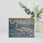 Rustic Heart Rope Wedding Vielen Dank Postkarte (Stehend Vorderseite)