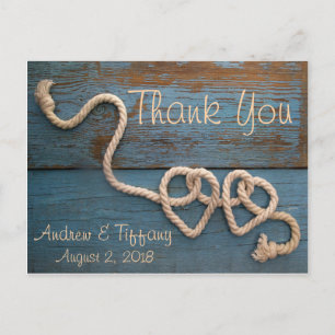 Rustic Heart Rope Wedding Vielen Dank Postkarte