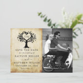 Rustic Heart Tree Hochzeitsfoto Save The Date (Stehend Vorderseite)