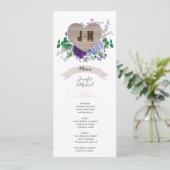 Rustic Heart Wedding Menu Blaue Aquarellfarben Blu Einladung (Stehend Vorderseite)