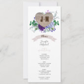 Rustic Heart Wedding Menu Blaue Aquarellfarben Blu Einladung (Vorderseite)