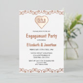 Rustic Heft Monogram Engagement Party Folieneinladung (Stehend vorne)