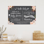 Rustic Hello Baby Floral Baby Duschzeichen Poster (Küche)