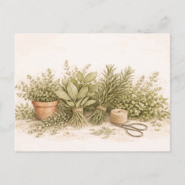 Rustic Herb Bundle Botanical Watercolor Still Life Postkarte
