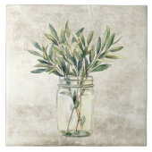 Rustic Herbs in Vintage Jar Fliese (Vorderseite)