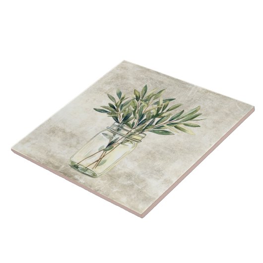 Rustic Herbs in Vintage Jar Fliese (Seite)