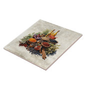 Rustic Herbs Spices in Watercolors Fliese (Seite)