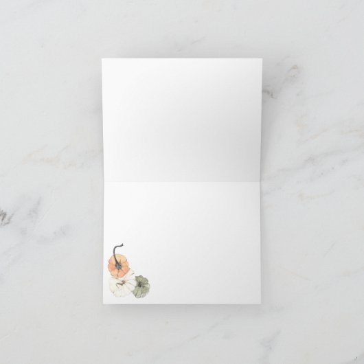 Rustic Herbst Weißer Orange Pumpkins Danke Karte (Innenseite)