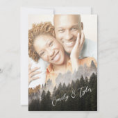 ©Rustic Herbstwoodland Forest Pine Foto Hochzeit Einladung (Rückseite)