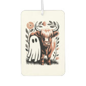 Rustic Highland Cow Ghost Halloween Autolufterfrischer (Vorderseite)