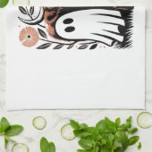 Rustic Highland Cow Ghost Halloween Geschirrtuch (Gefaltet)