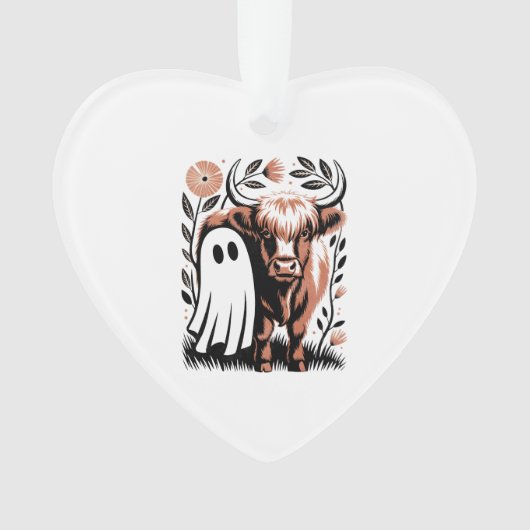 Rustic Highland Cow Ghost Halloween Ornament (Vorderseite)