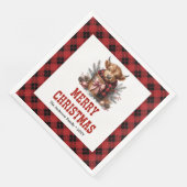 Rustic highland cow holiday napkins buffalo plaid  serviette (Ecke)