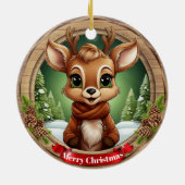 Rustic Holiday Character Xmas Reindeer Gift 🦌🎄 Keramik Ornament (Hinten)