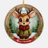 Rustic Holiday Character Xmas Reindeer Gift 🦌🎄 Keramik Ornament (Hinten)