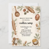 Rustic Holiday Cookie Swap | Cozy Baking Party Einladung (Vorderseite)