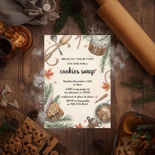 Rustic Holiday Cookie Swap | Cozy Baking Party Einladung