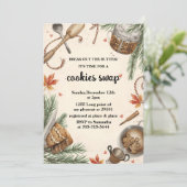 Rustic Holiday Cookie Swap | Cozy Baking Party Einladung (Stehend Vorderseite)