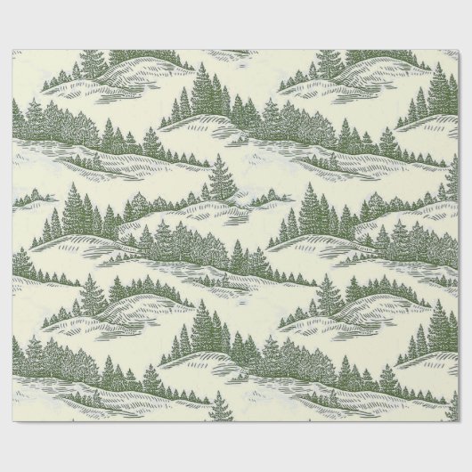 Rustic Holiday Eco-Friendly Tree Wrapping Paper Geschenkpapier (Flach)