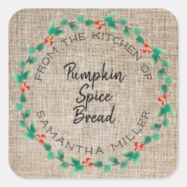 Rustic Holiday Holly Wreath Kitchen Leckereien Ges Quadratischer Aufkleber