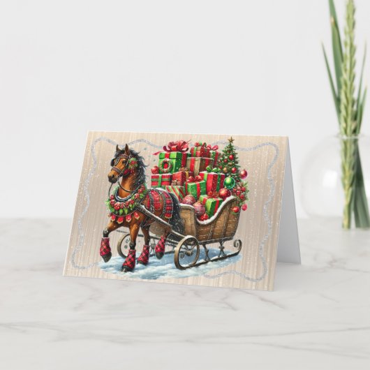 Rustic Holiday Horse Christmas Feiertagskarte (Vorderseite)