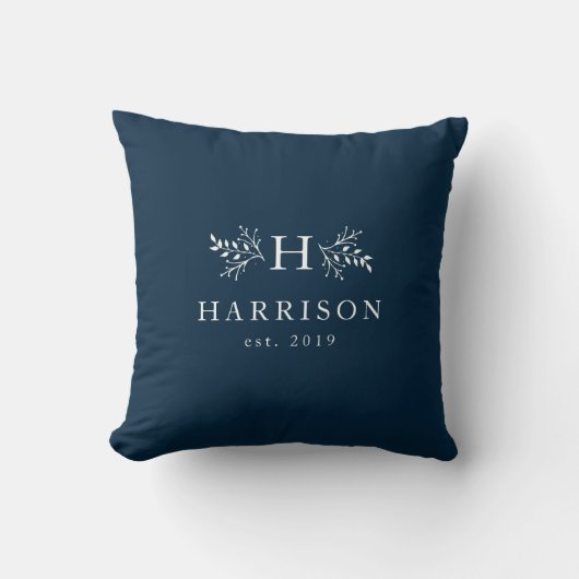 Rustic holiday monogram navy newlywed photo kissen (Vorderseite)