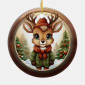 Rustic Holiday Reindeer, Xmas Deer, Christmas 🦌🎄 Keramik Ornament (Hinten)