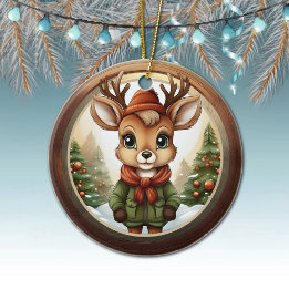 Rustic Holiday Reindeer, Xmas Deer, Christmas 🦌🎄 Keramik Ornament
