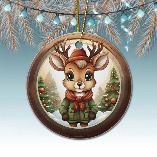 Rustic Holiday Reindeer, Xmas Deer, Christmas 🦌🎄 Keramik Ornament