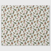 Rustic holly and pine Christmas  Geschenkpapier (Flach)