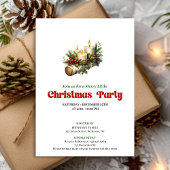 Rustic Holly Berry Candles Christmas Invite Custom Einladung
