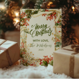 Rustic Holly Berry Christmas Feiertagskarte