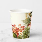 Rustic Holly Berry Christmas Pappbecher (Rückseite)
