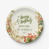 Rustic Holly Berry Christmas Pappteller (Vorderseite)