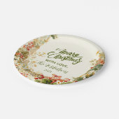 Rustic Holly Berry Christmas Pappteller (Schrägansicht)