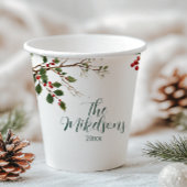 Rustic Holly Berry Christmas Party Pappbecher