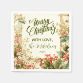 Rustic Holly Berry Christmas Serviette (Vorderseite)